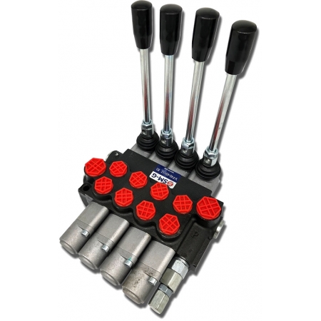 ROZDZIELACZ HYDR. 4SEKCJE 40L 4x ZATRZASK + PRZYŁĄCZA